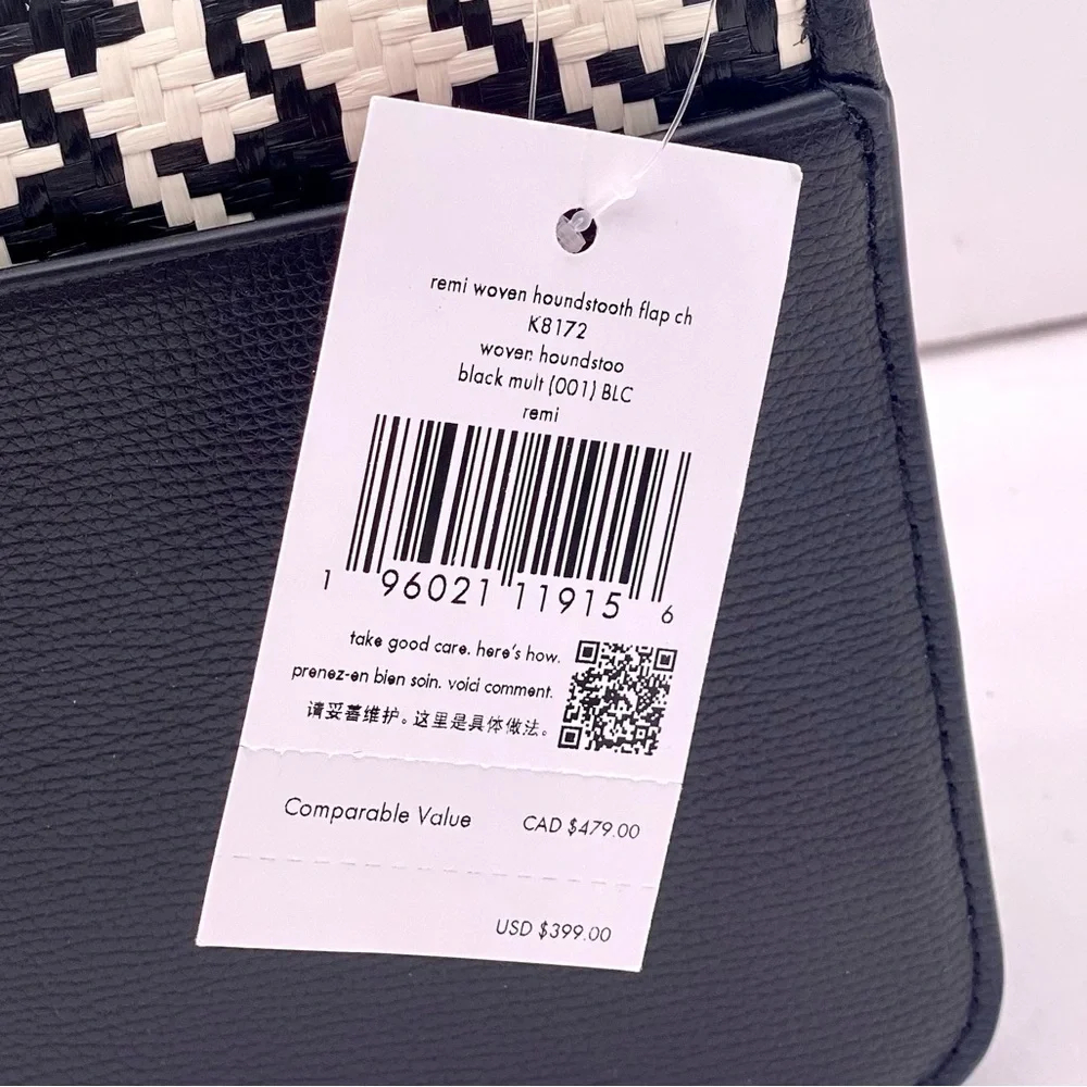 Kate Spade Remi Woven Houndstooth Flap Chain Shoulder Bag Crossbody